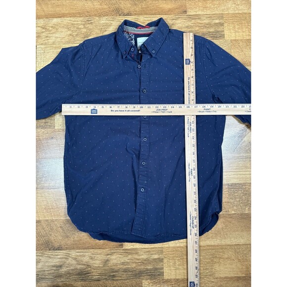 Denim & Flower Ricky Singh Button Up Shirt Faded Dark Blue All Over Anchors Sz L - Picture 7 of 9